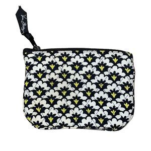 Vera Bradley Makeup Cosmetic Bag Fanfare Fans Black White Yellow 5X7